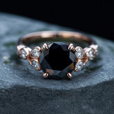 The Katalina 1.5CT Round Cut Black Gemstone Ring