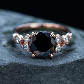 The Katalina 1.5CT Round Cut Black Gemstone Ring