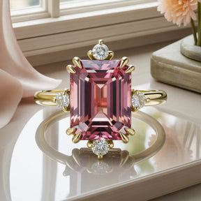 Calenith Emerald-Cut Pink Gemstone Ring