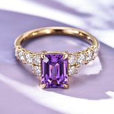 The Adelina Rae 2CT Emerald Cut Purple Gemstone Ring