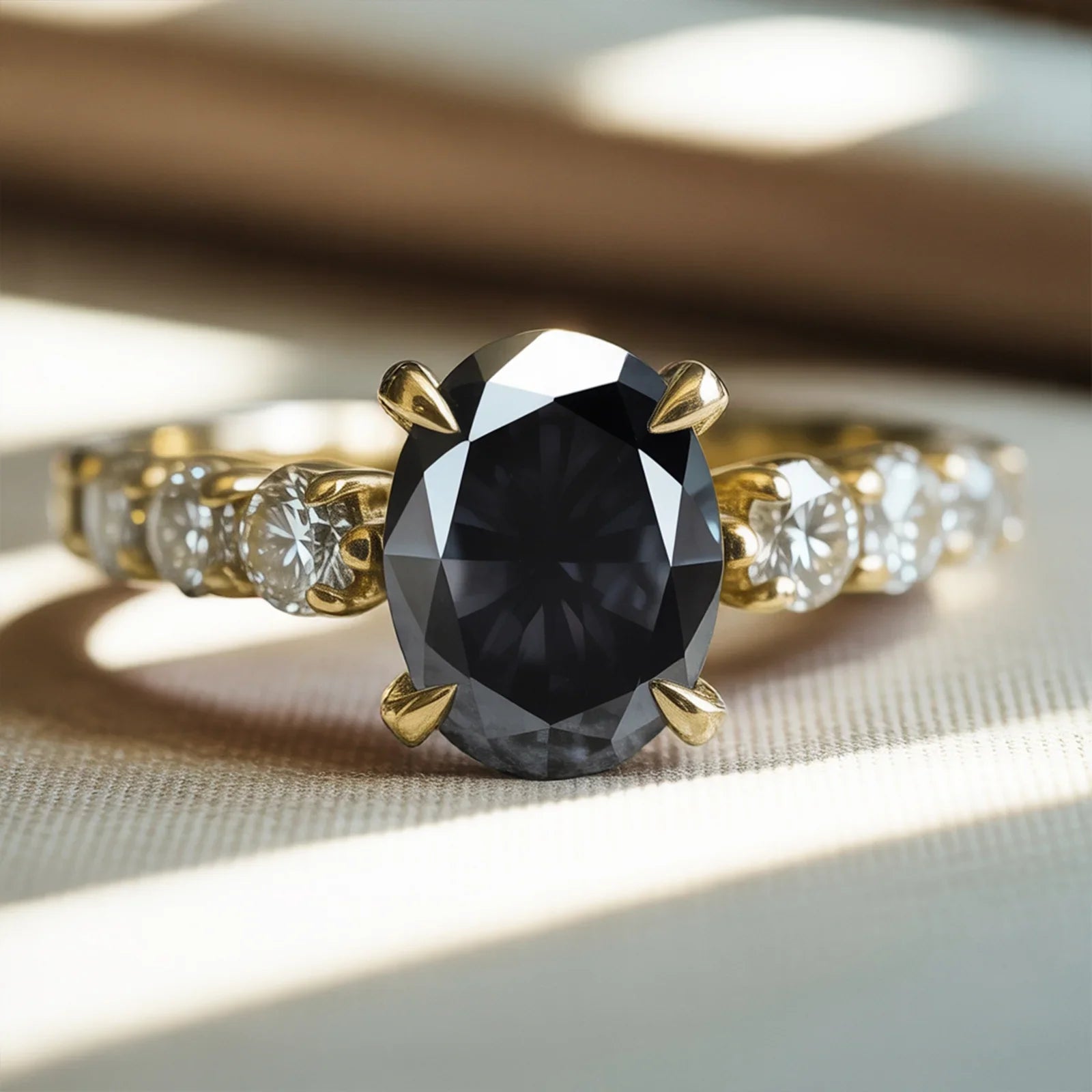 The Celestine Oval-Cut Black Gemstone Ring