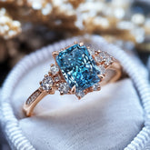Bethany Radiant Cut Blue Gemstone Halo Ring
