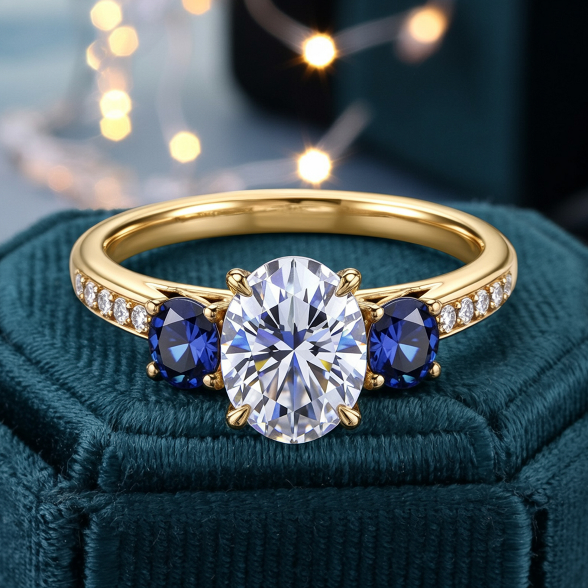 Der Adrianna-Ring mit ovalem Moissanit-Schliff