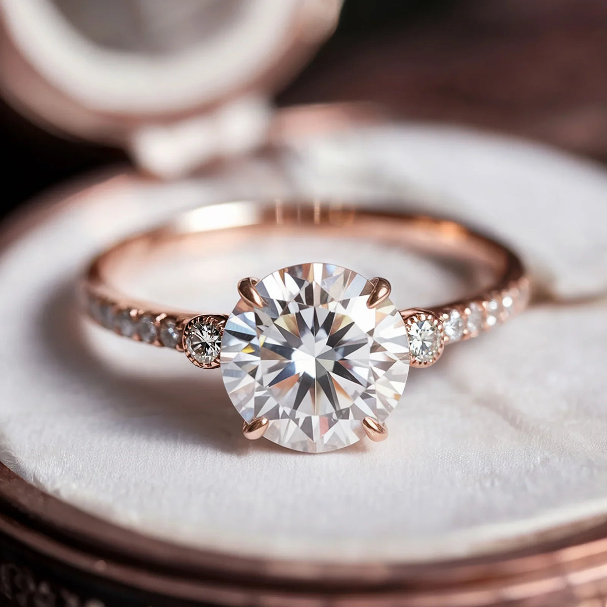 The Luna 2CT Round Cut Moissanite Ring