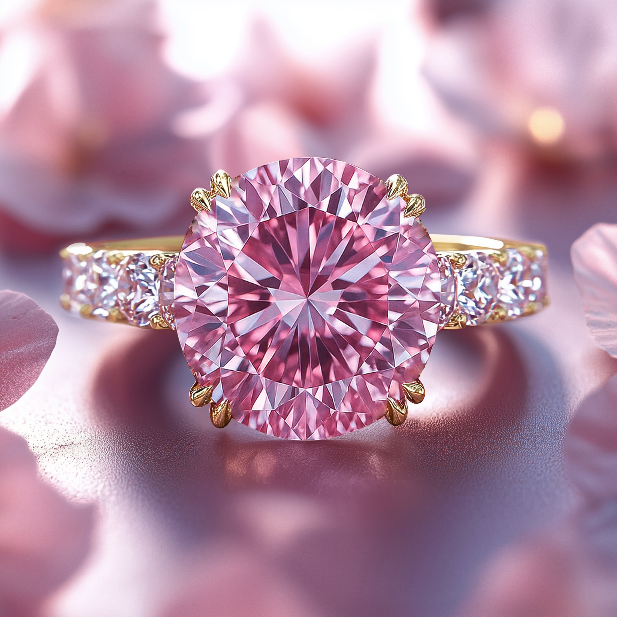 Camilla Round-Cut Pink Gemstone Engagement Ring