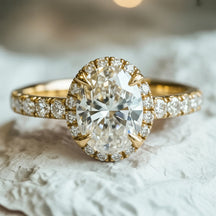 The Celestine 2CT Oval Cut Halo Moissanite Ring