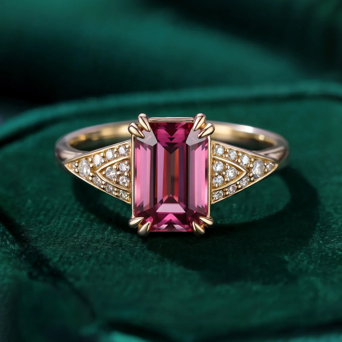 The Marcelline 2CT Emerald Cut Burgundy Gemstone Ring