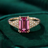 The Marcelline 2CT Emerald Cut Burgundy Gemstone Ring
