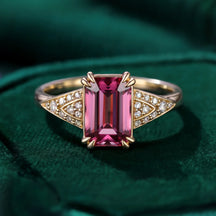 The Marcelline 2CT Emerald Cut Burgundy Gemstone Ring