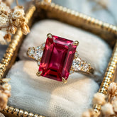 The Bella 3CT Emerald Cut Red Gemstone Ring