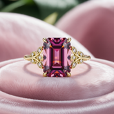 Elanora 4CT  Emerald-Cut Rose Pink Gemstone Ring
