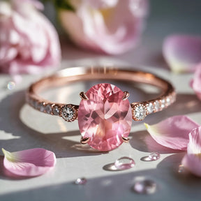 The Luna 2CT Oval Cut Pink Gemstone Ring