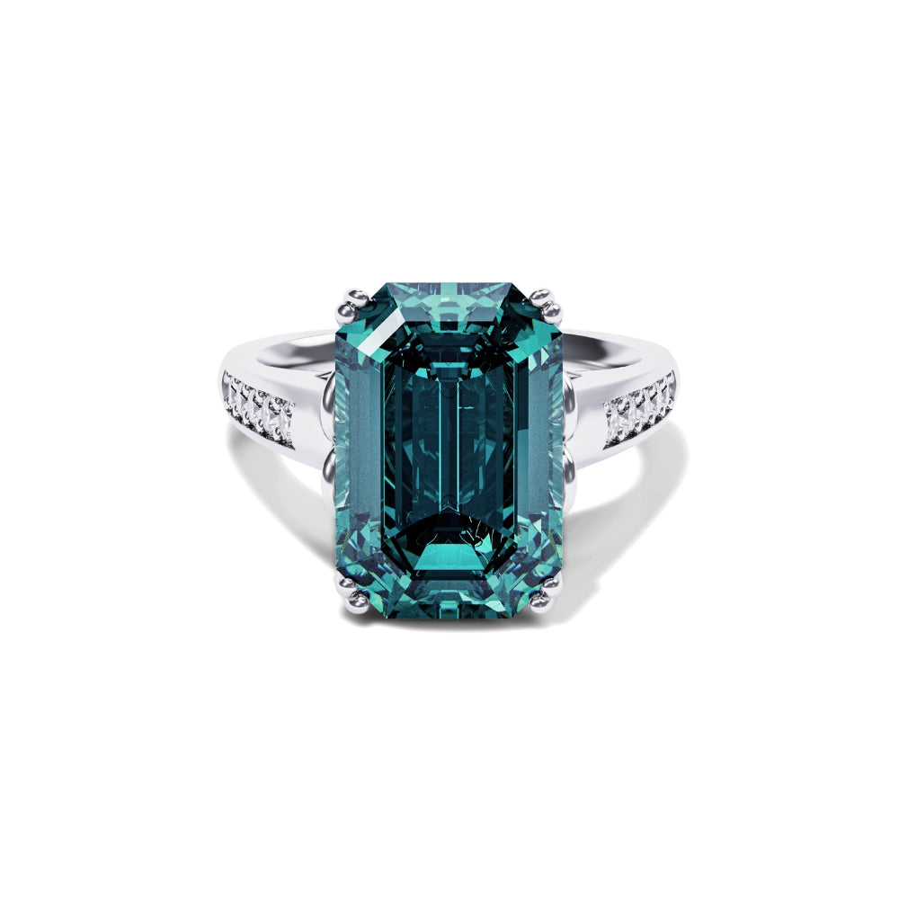 Azure Dream 5CT Emerald Cut Green Gemstone Ring