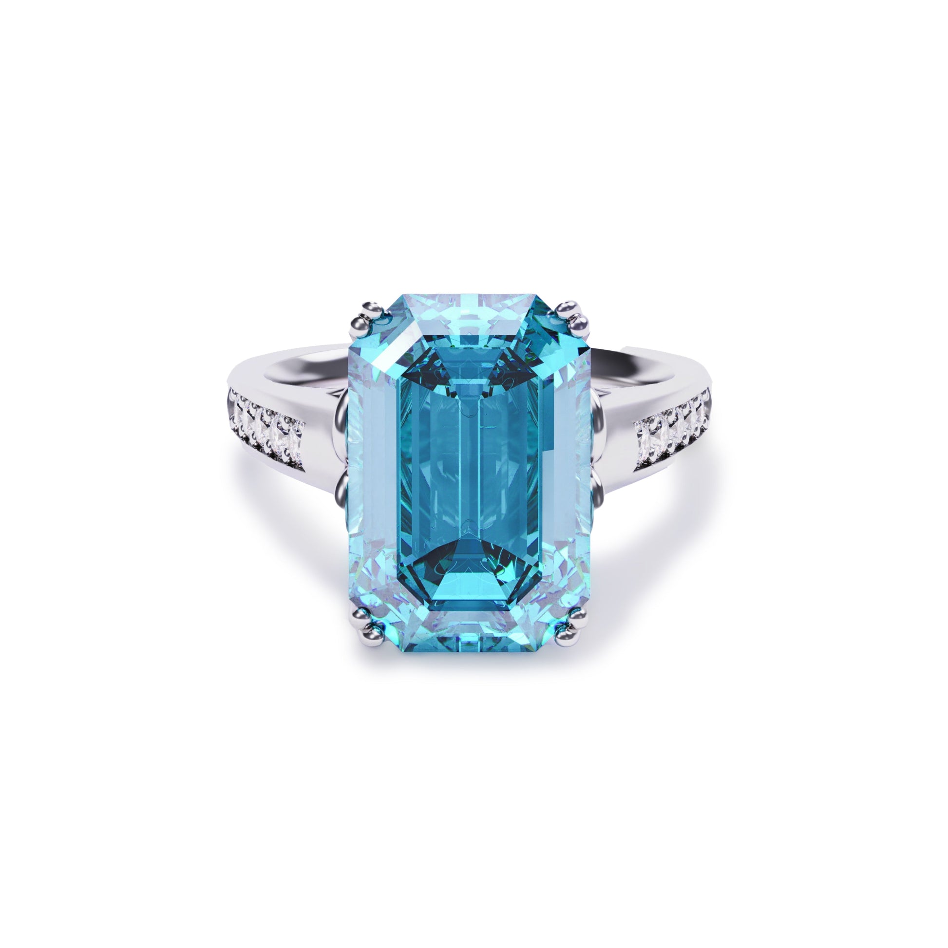 Aqua Dream Emerald-Cut Blue Gemstone Ring