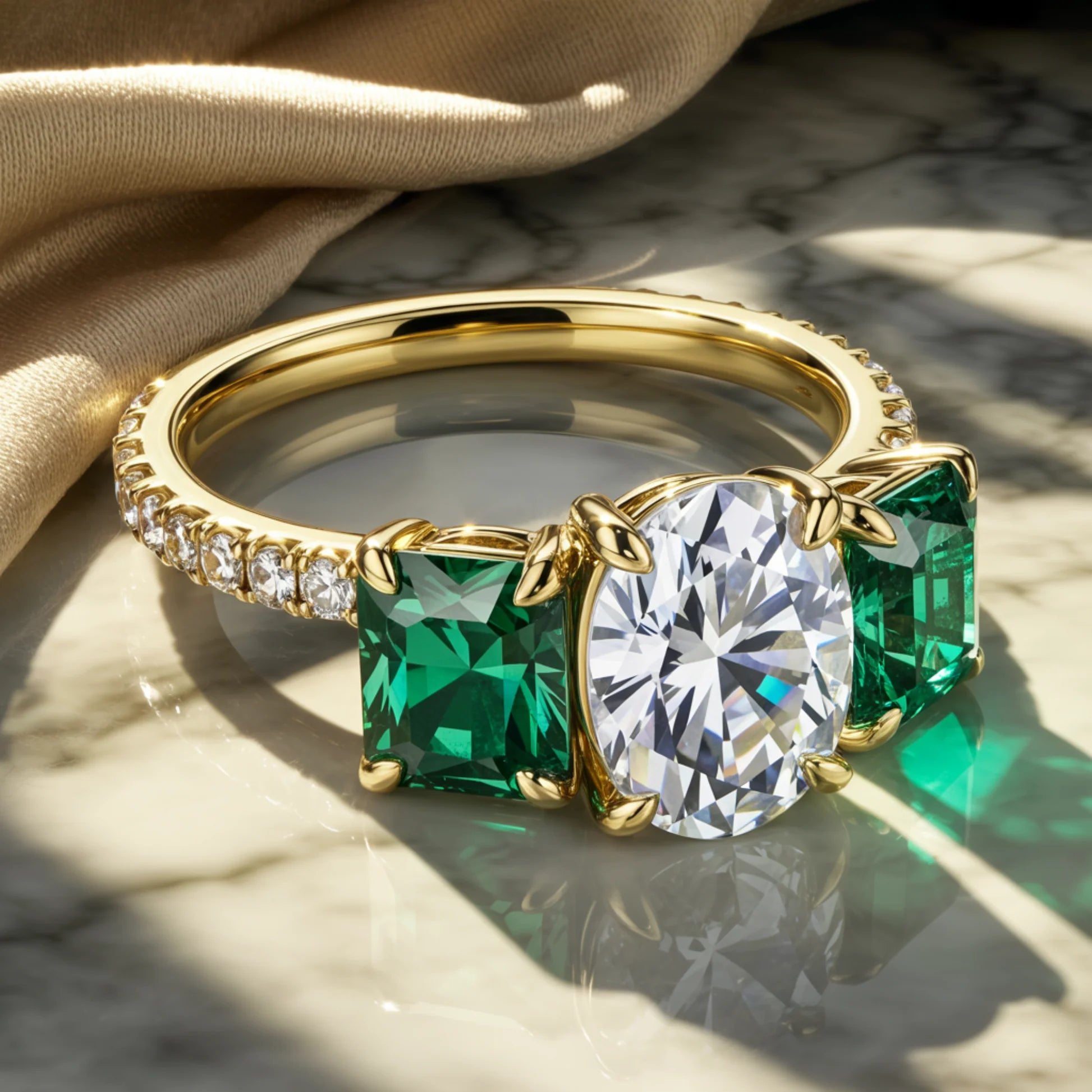 Der Esmeralda-Moissanit-Ring im Ovalschliff