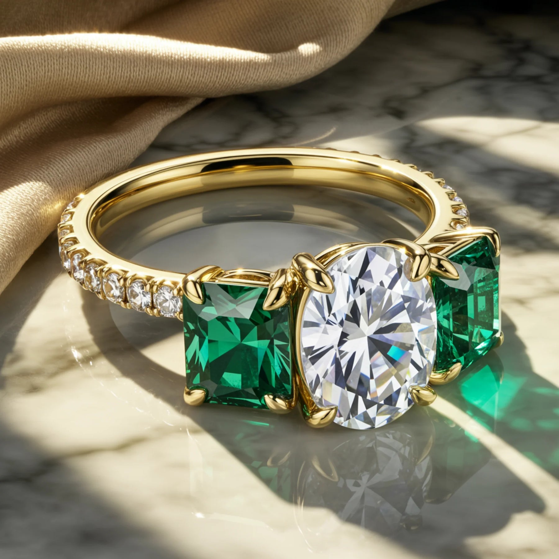 The Esmeralda Oval Cut Moissanite Ring