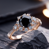 Bethany 1.5CT Round Cut Black Diamond Ring