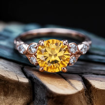 The Katalina 1.5CT Round Cut Yellow Gemstone Ring