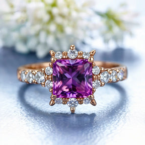 The Caterina 1CT Princess Cut Purple Gemstone Ring