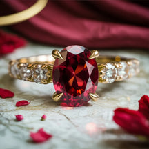 The Celestine 2CT Oval Cut Red Gemstone Ring