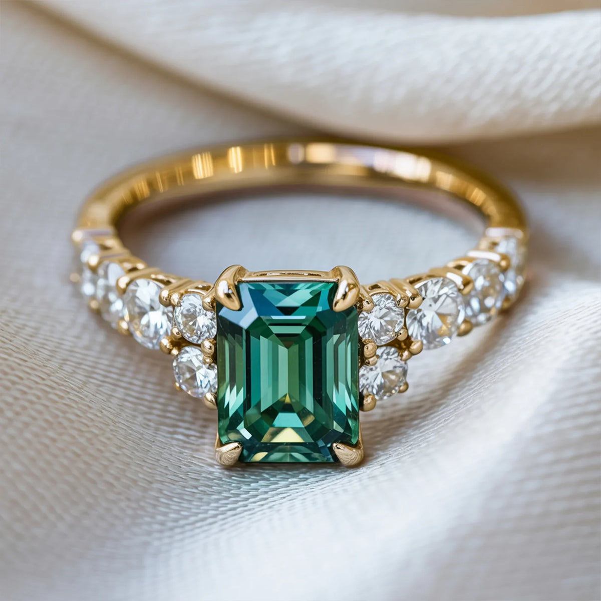 The Adelina Rae 2CT Emerald Cut Green Gemstone Ring