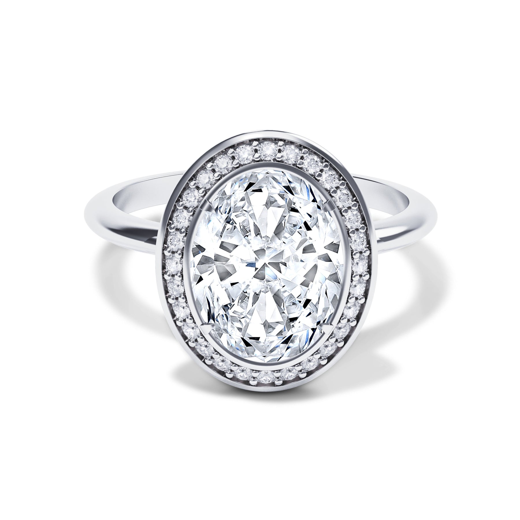 The Elizabeth 3CT Oval Cut Halo Moissanite Ring