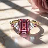 Seraphyne 2CT Emerald-Cut Pink Gemstone Ring