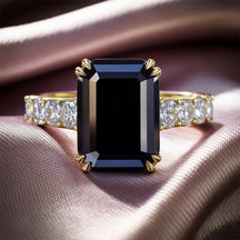 The Camilla 2CT Emerald Cut Black Gemstone Ring