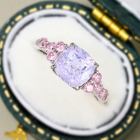 The Gisella Asscher Cut Lab Grown Lavender Garnets Ring