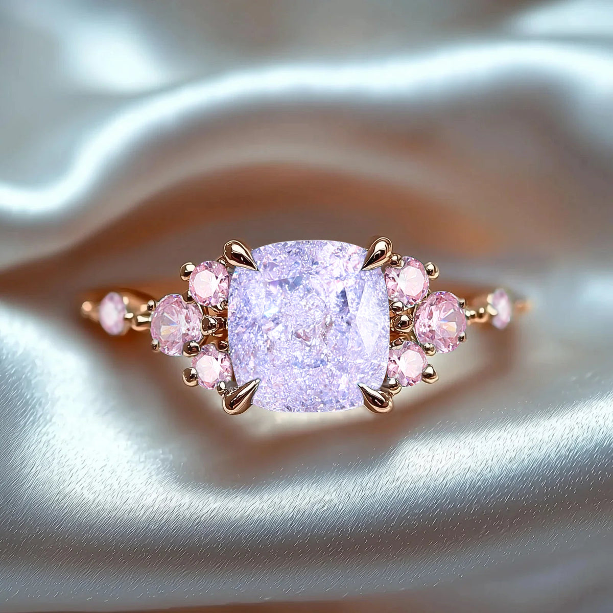 The Gisella Asscher Cut Lab Grown Lavender Garnets Ring