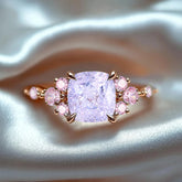 The Gisella Asscher Cut Lab Grown Lavender Garnets Ring