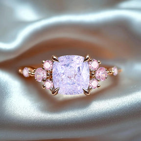 The Gisella Asscher Cut Lab Grown Lavender Garnets Ring