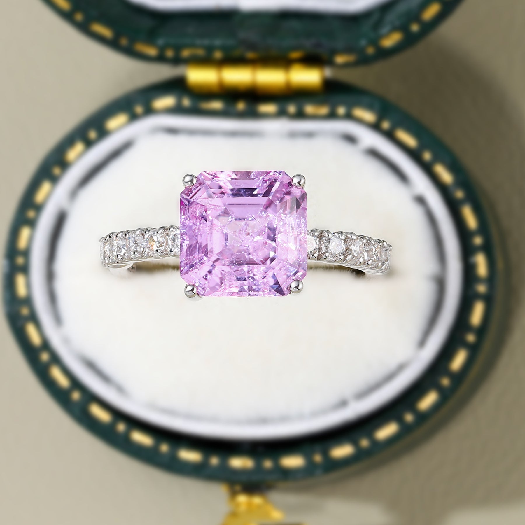 Juliana Hope Cushion Cut Lab Grown Pink Sapphire Ring