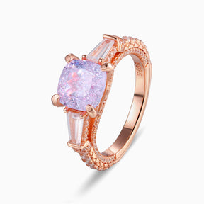 Decagon Nova Diamond Cut Lab Grown Lavender Garnets Ice-crackle Texture Ring