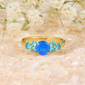 Carina Lab Grown Royal Blue Sapphire Ice-crackle Texture Ring