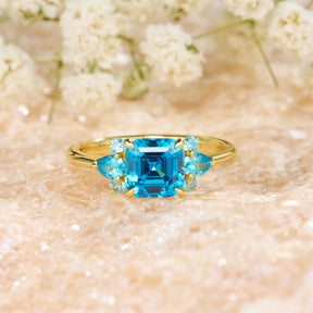 Valencia Asscher Cut Blue Gemstone Ring