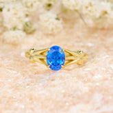 Azura Oval Cut Lab Grown Sapphire Ice-crackle Texture Ring