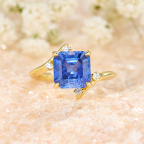 Julissa Princess Cut Lab-Grown Sapphire Ice-crackle Texture Ring