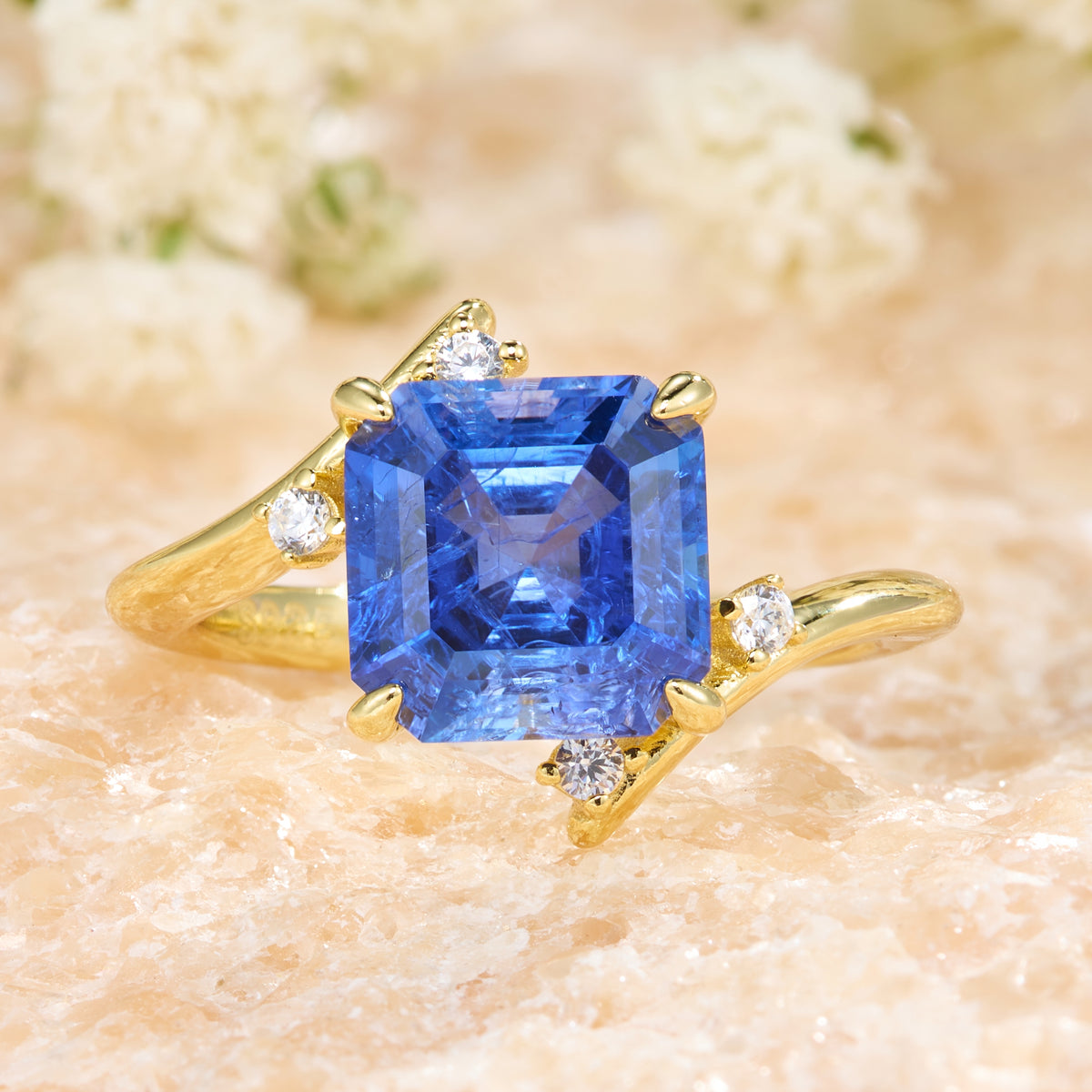 Julissa Princess Cut Blue Gemstone Ring