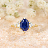 Carlotta Oval Cut Lab Grown Sapphire Ice-crackle Texture Ring