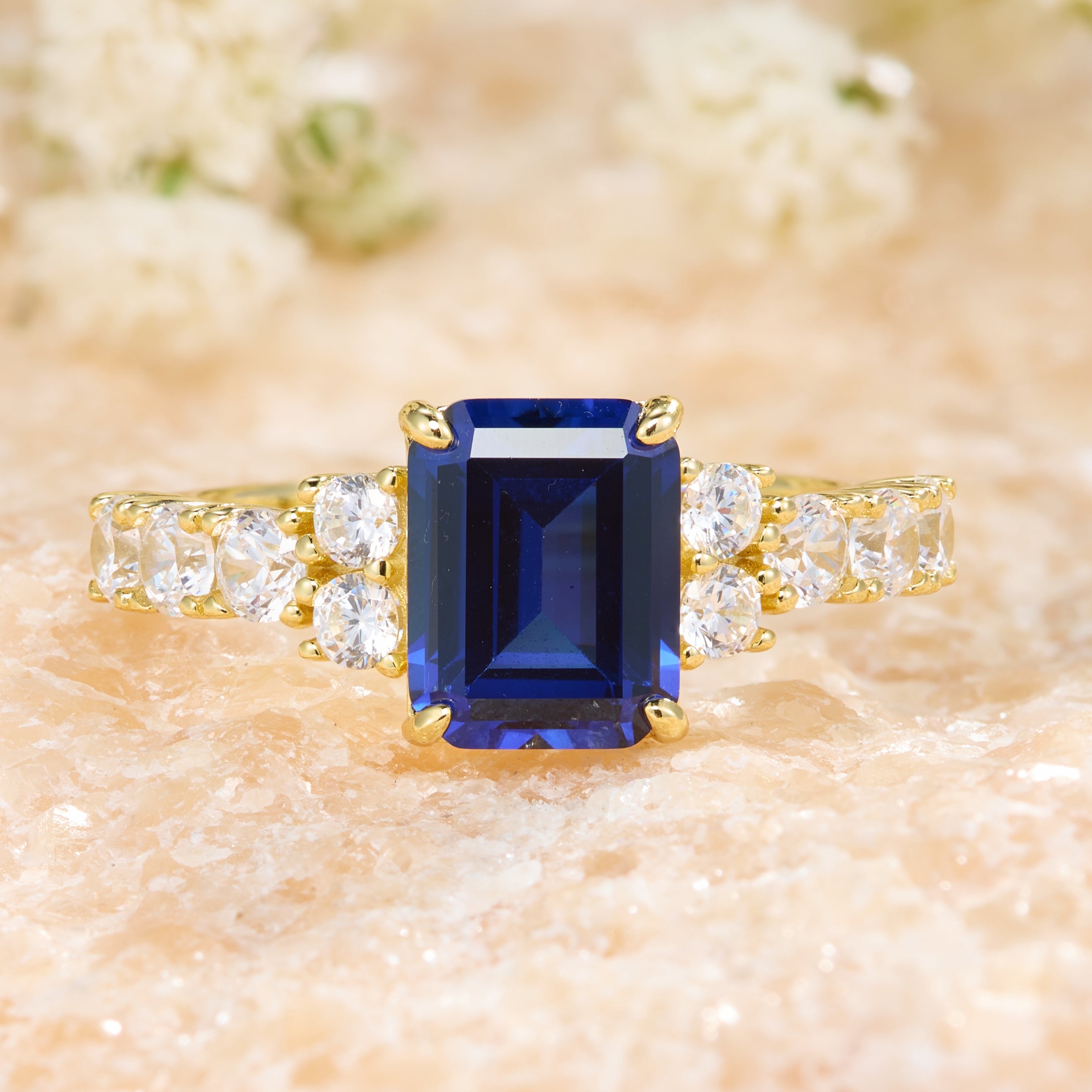 The Adelina Rae Emerald Cut Lab Grown Sapphire Ring