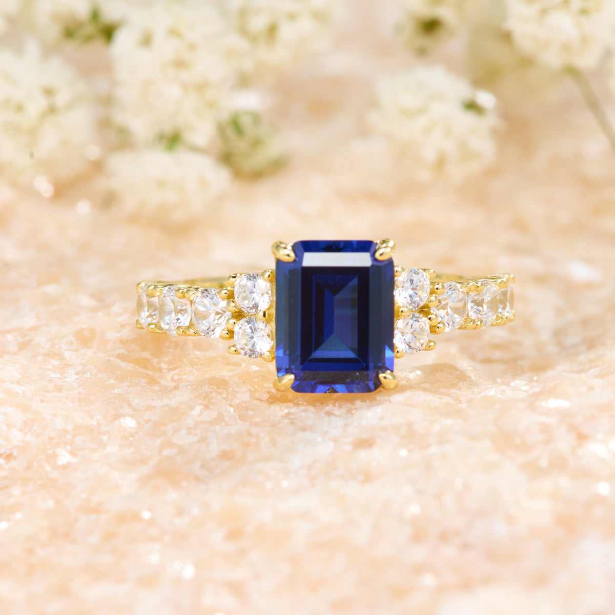 The Adelina Rae Emerald Cut Lab Grown Sapphire Ring