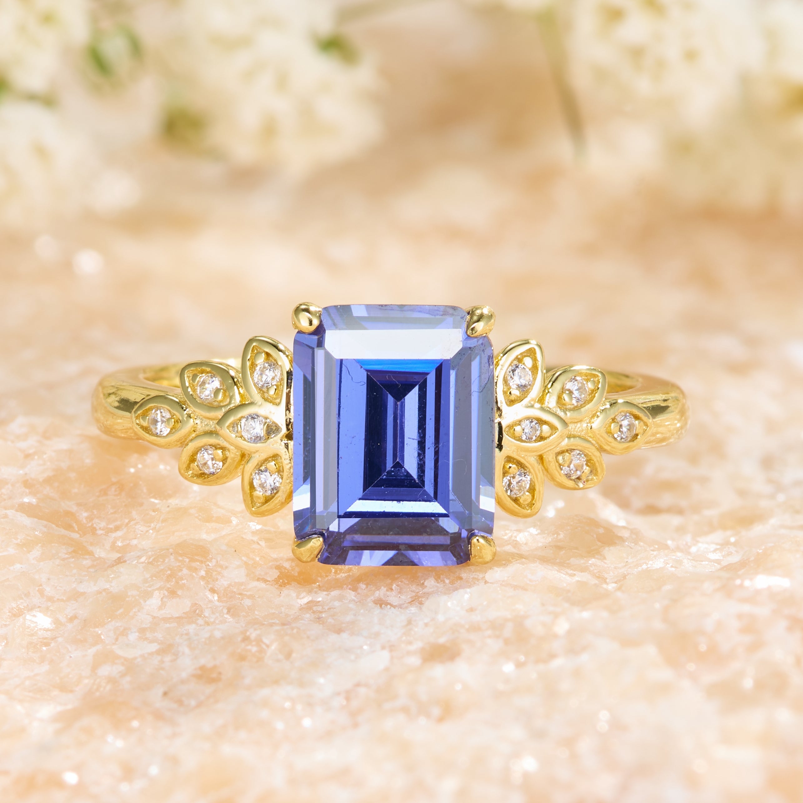 Alouette Emerald Cut Lab Grown Sapphire Ring