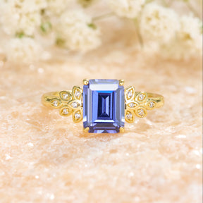 Alouette Emerald Cut Lab Grown Sapphire Ring