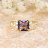 The Gisella Asscher Cut Deep Purple Amethyst Ring