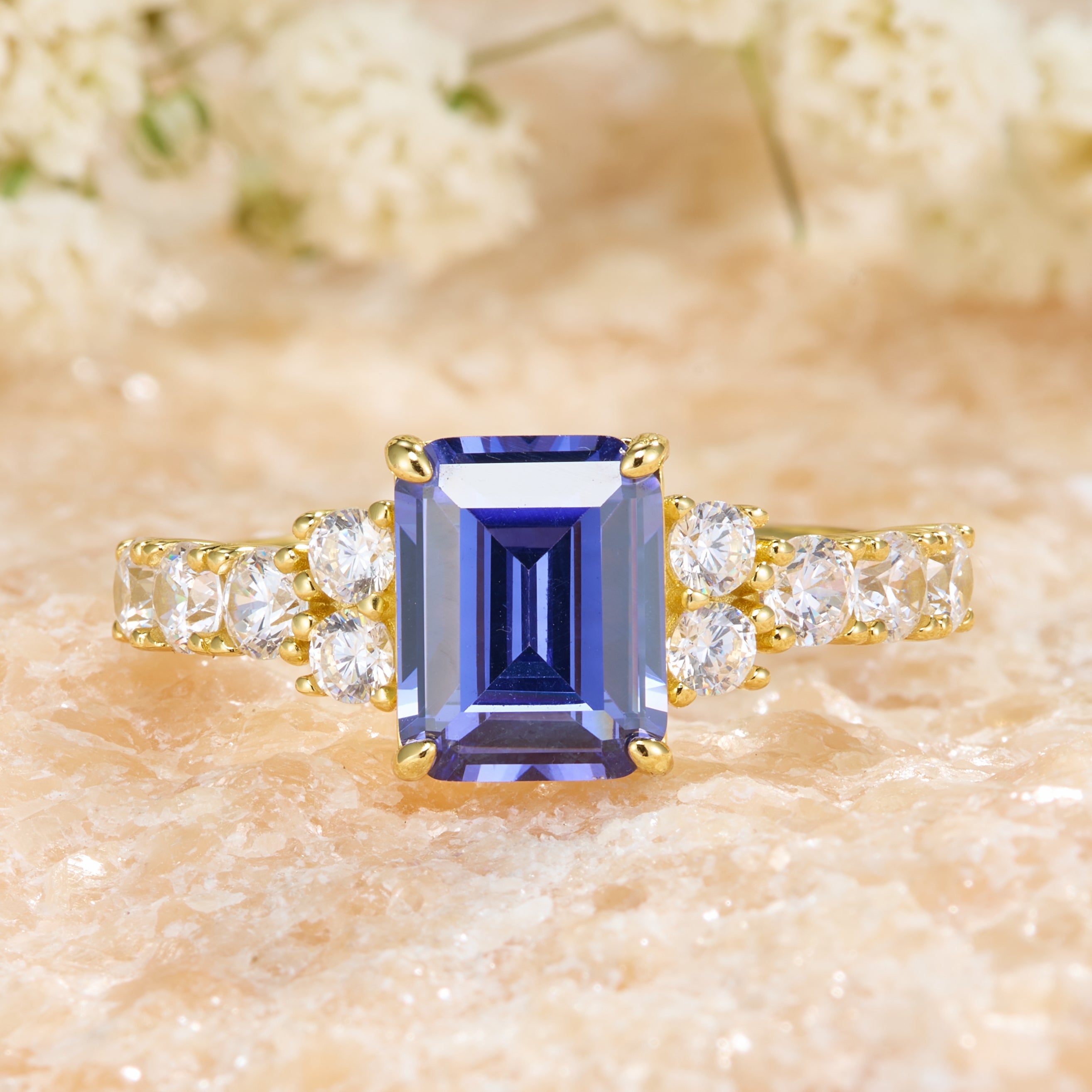The Adelina Rae Emerald Cut Lab Grown Sapphire Engagement Ring