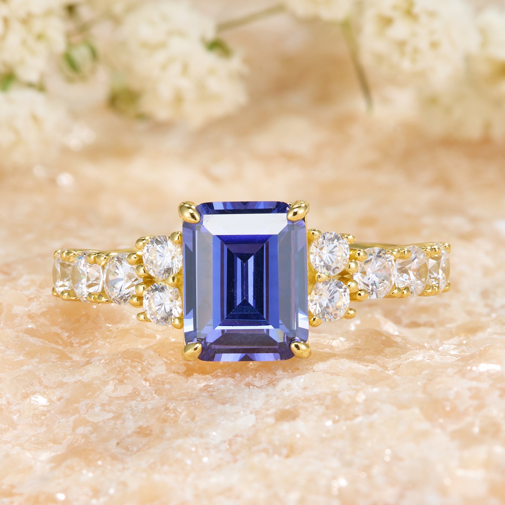 The Adelina Rae Emerald Cut Lab Grown Sapphire Engagement Ring