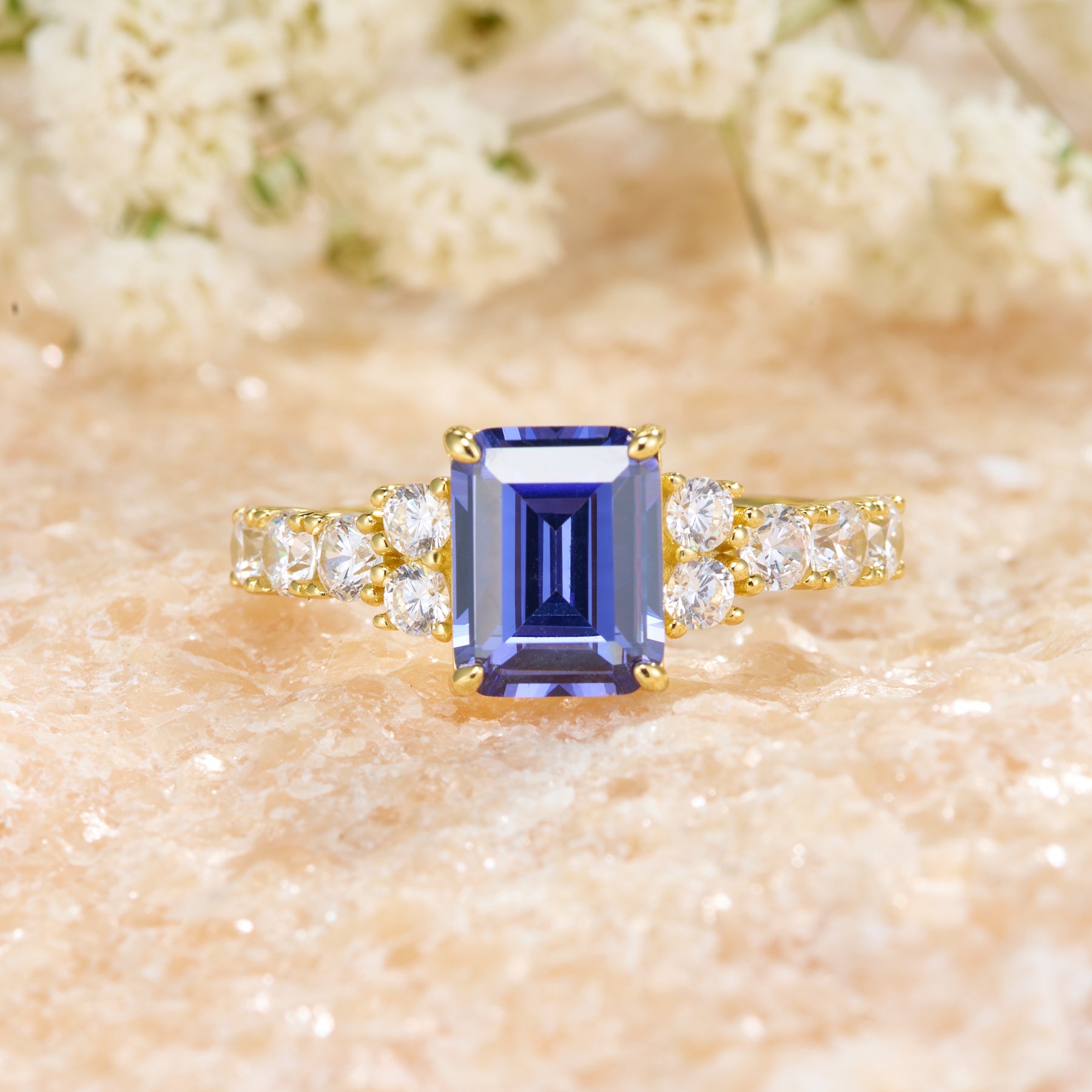 The Adelina Rae Emerald Cut Lab Grown Sapphire Engagement Ring
