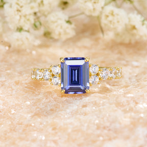 The Adelina Rae Emerald Cut Lab Grown Sapphire Engagement Ring