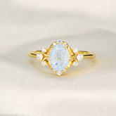Valoria Oval Cut Lab Grown Aquamarine Ice-crackle Texture Ring